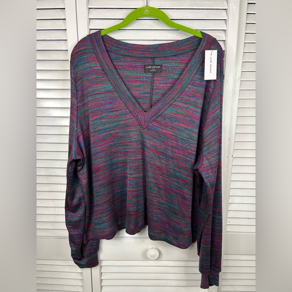 Lane Bryant Multicolor V-Neck‎ Sweater Size 14/16